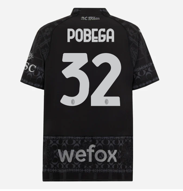 authentic jersey ac milan x pleasures 202324 – dark version – 32 tommaso pobega Collection – Official AC Milan Kits Collection - Official AC Milan Kits