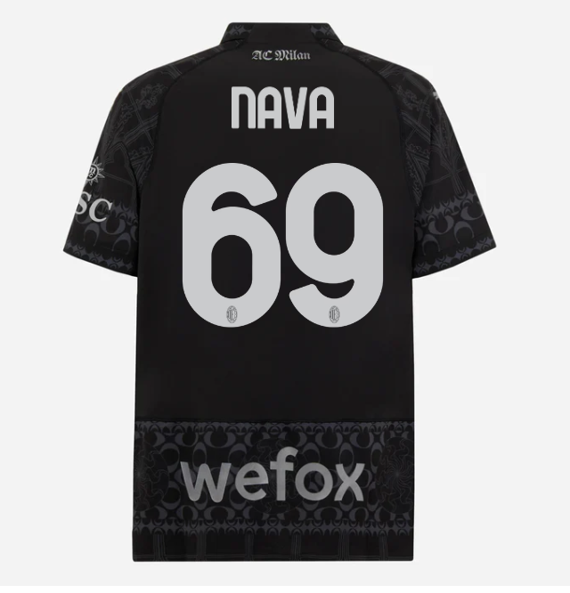 authentic jersey ac milan x pleasures 202324 – dark version – 69 lapo maria nava Collection – Official AC Milan Kits Collection - Official AC Milan Kits