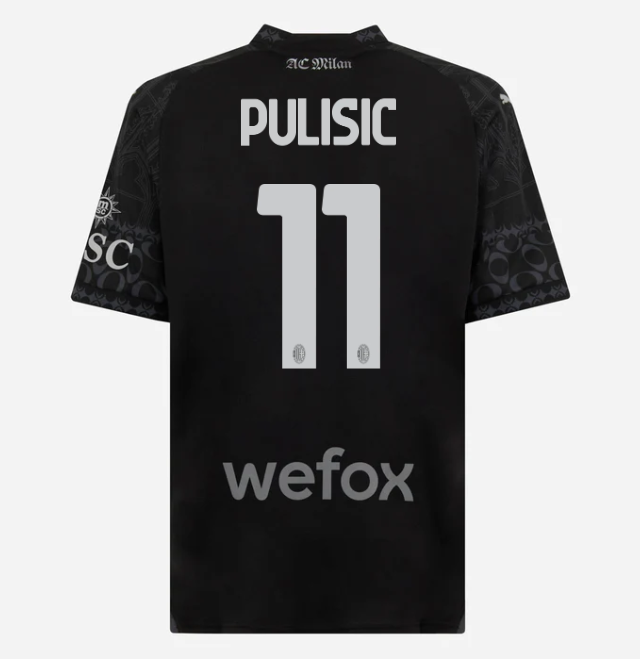 jersey ac milan x pleasures 202324 – dark version – 11 christian pulisic Collection – Official AC Milan Kits Collection - Official AC Milan Kits