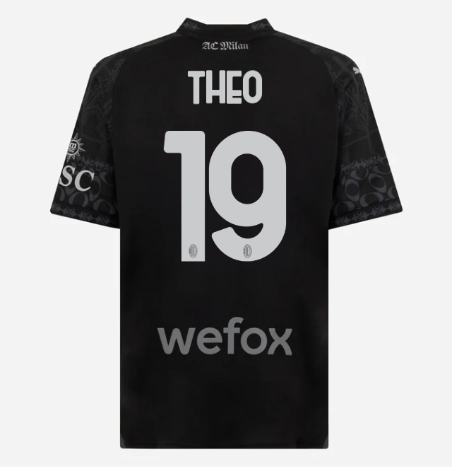 jersey ac milan x pleasures 202324 – dark version – 19 theo hernández Collection – Official AC Milan Kits Collection - Official AC Milan Kits