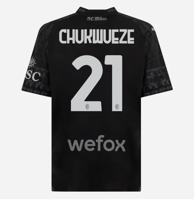 jersey ac milan x pleasures 202324 – dark version – 21 samuel chukwueze Collection – Official AC Milan Kits Collection - Official AC Milan Kits