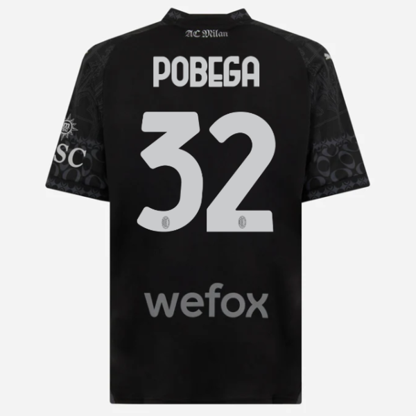 jersey ac milan x pleasures 202324 – dark version – 32 tommaso pobega Collection – Official AC Milan Kits Collection - Official AC Milan Kits