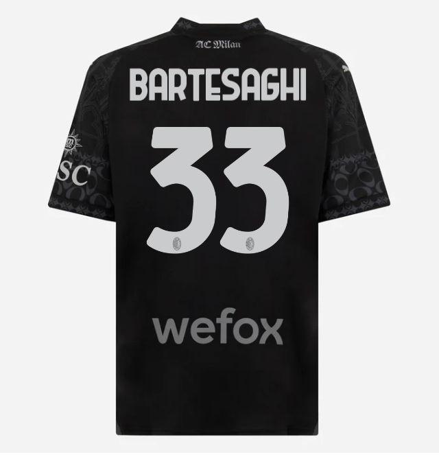 jersey ac milan x pleasures 202324 – dark version – 33 davide bartesaghi Collection – Official AC Milan Kits Collection - Official AC Milan Kits