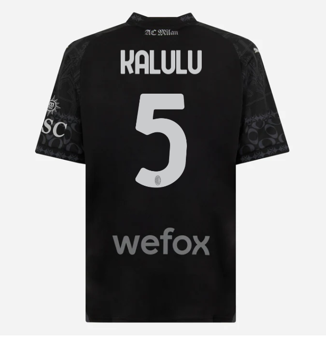 jersey ac milan x pleasures 202324 – dark version – 5 pierre kalulu Collection – Official AC Milan Kits Collection - Official AC Milan Kits