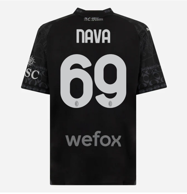 jersey ac milan x pleasures 202324 – dark version – 69 lapo maria nava Collection – Official AC Milan Kits Collection - Official AC Milan Kits