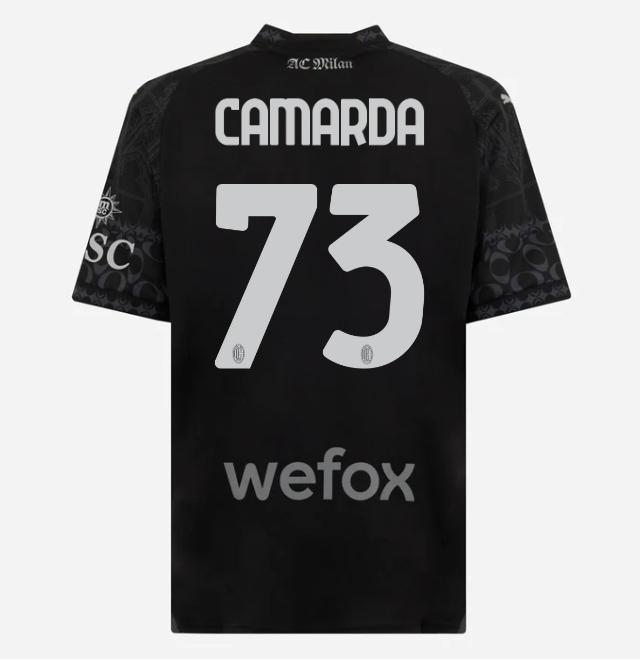 jersey ac milan x pleasures 202324 – dark version – 73 francesco camarda Collection – Official AC Milan Kits Collection - Official AC Milan Kits