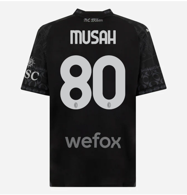 jersey ac milan x pleasures 202324 – dark version – 80 yunus musah Collection – Official AC Milan Kits Collection - Official AC Milan Kits