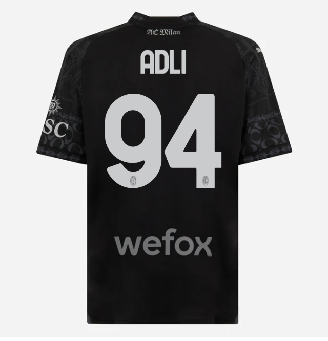 jersey ac milan x pleasures 202324 – dark version – 94 yacine adli Collection – Official AC Milan Kits Collection - Official AC Milan Kits