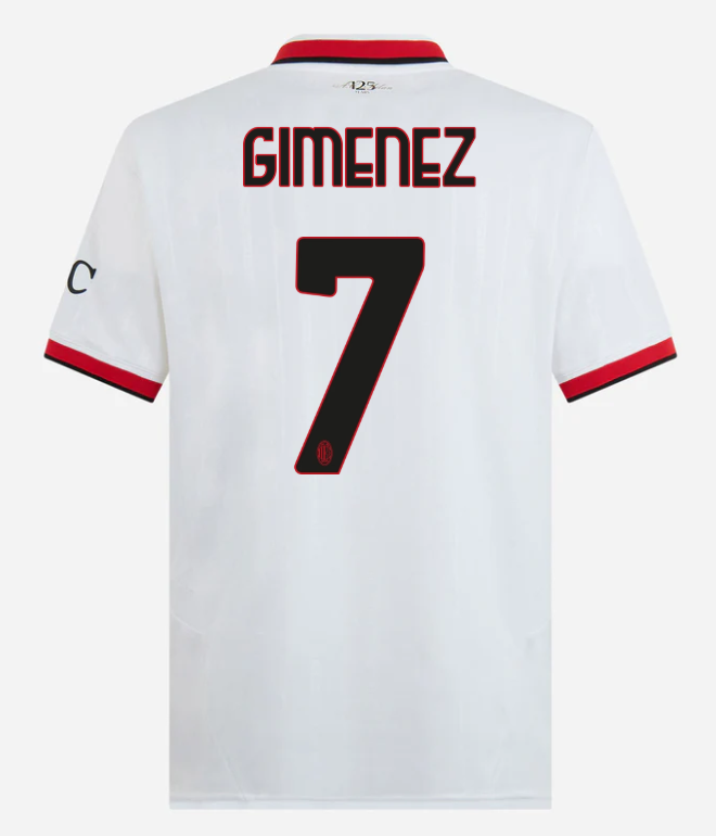 milan away 202425 jersey – 7 santiago gimenez Collection – Official AC Milan Kits Collection - Official AC Milan Kits