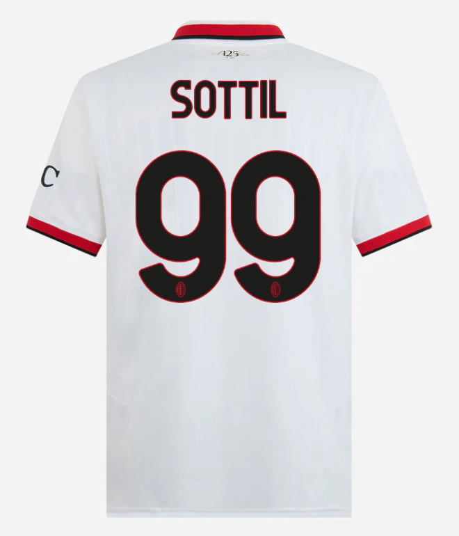 milan away 202425 jersey – 99 riccardo sottil Collection – Official AC Milan Kits Collection - Official AC Milan Kits