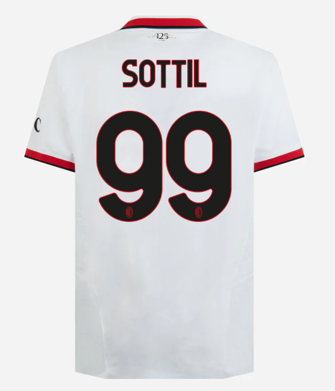 milan away authentic 202425 jersey – 99 riccardo sottil Collection – Official AC Milan Kits Collection - Official AC Milan Kits