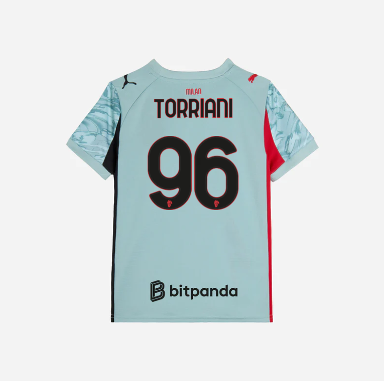 milan goalkeeper home 202526 kids jersey – 96 lorenzo torriani Collection – Official AC Milan Kits Collection - Official AC Milan Kits