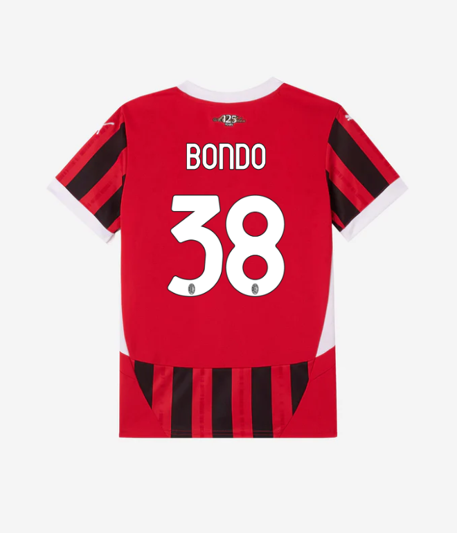 milan home 202425 kids jersey – 38 warren bondo Collection – Official AC Milan Kits Collection - Official AC Milan Kits