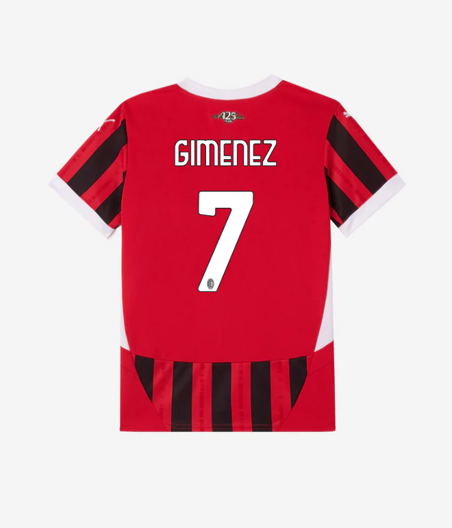 milan home 202425 kids jersey – 7 santiago gimenez Collection – Official AC Milan Kits Collection - Official AC Milan Kits