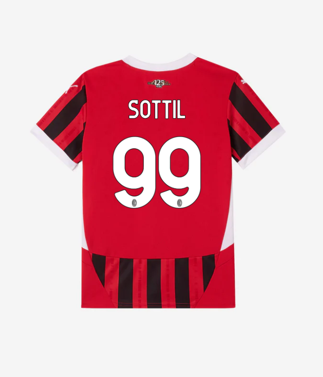 milan home 202425 kids jersey – 99 riccardo sottil Collection – Official AC Milan Kits Collection - Official AC Milan Kits