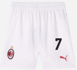 milan home 202425 kids shorts white – 7 santiago gimenez Collection – Official AC Milan Kits Collection - Official AC Milan Kits