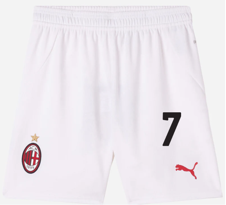 milan home 202425 kids shorts white – 7 santiago gimenez Collection – Official AC Milan Kits Collection - Official AC Milan Kits