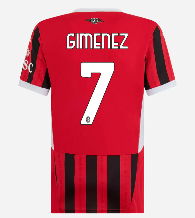 milan home 202425 woman jersey – 7 santiago gimenez Collection – Official AC Milan Kits Collection - Official AC Milan Kits