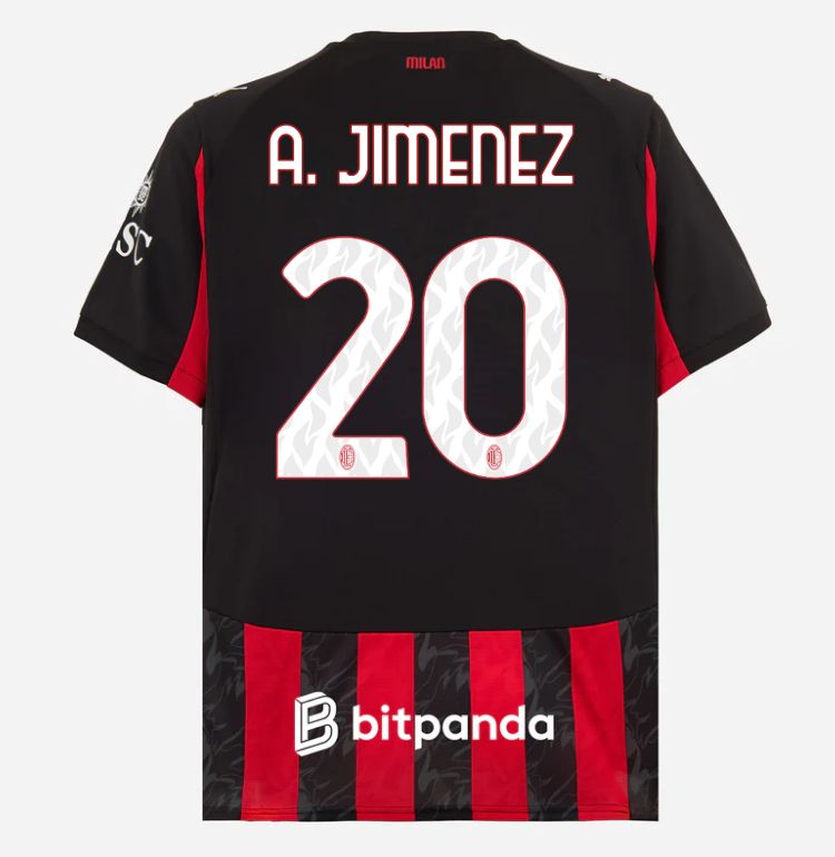 milan home 202526 jersey – 20 alejandro jimenez Collection – Official AC Milan Kits Collection - Official AC Milan Kits