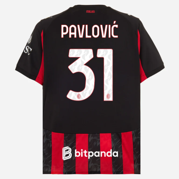 milan home 202526 jersey – 31 strahinja pavlović Collection – Official AC Milan Kits Collection - Official AC Milan Kits