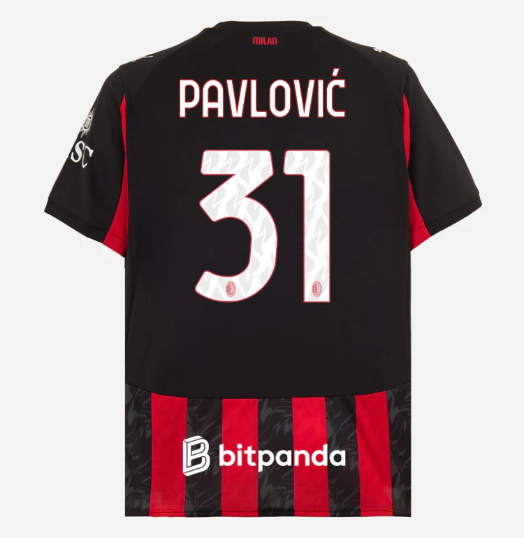 milan home 202526 jersey – 31 strahinja pavlović Collection – Official AC Milan Kits Collection - Official AC Milan Kits