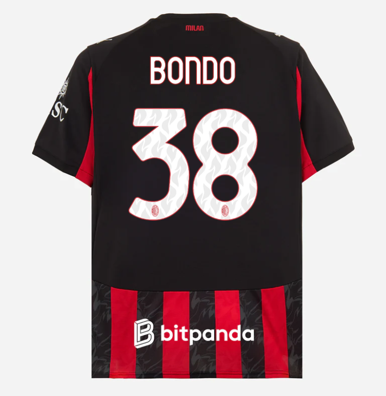 milan home 202526 jersey – 38 warren bondo Collection – Official AC Milan Kits Collection - Official AC Milan Kits