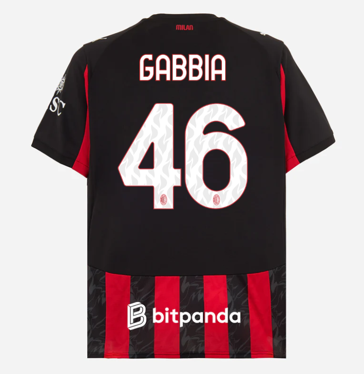 milan home 202526 jersey – 46 matteo gabbia Collection – Official AC Milan Kits Collection - Official AC Milan Kits