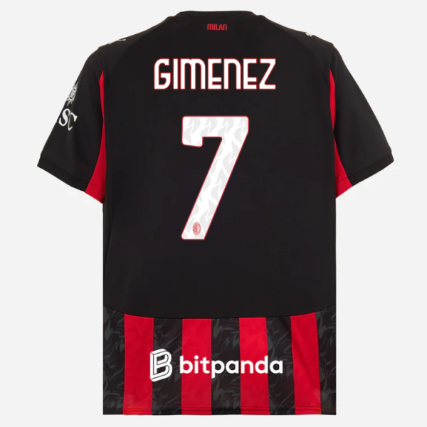 milan home 202526 jersey – 7 santiago gimenez Collection – Official AC Milan Kits Collection - Official AC Milan Kits