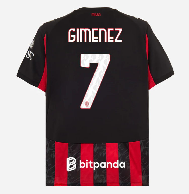 milan home 202526 jersey – 7 santiago gimenez Collection – Official AC Milan Kits Collection - Official AC Milan Kits