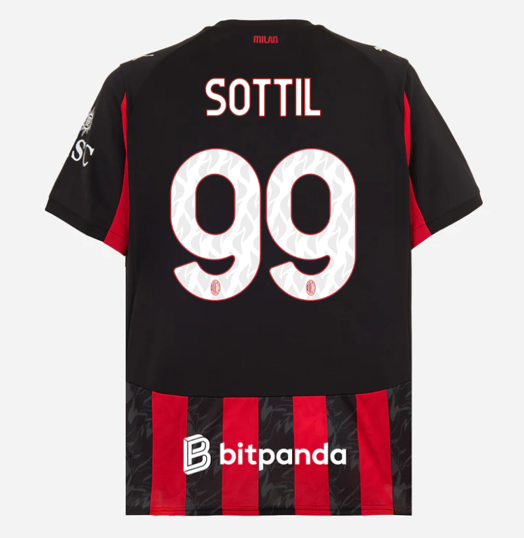 milan home 202526 jersey – 99 riccardo sottil Collection – Official AC Milan Kits Collection - Official AC Milan Kits