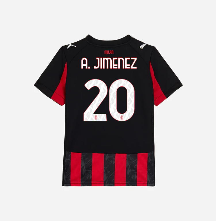 milan home 202526 kids jersey – 20 alejandro jimenez Collection – Official AC Milan Kits Collection - Official AC Milan Kits