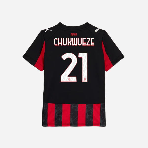 milan home 202526 kids jersey – 21 samuel chukwueze Collection – Official AC Milan Kits Collection - Official AC Milan Kits