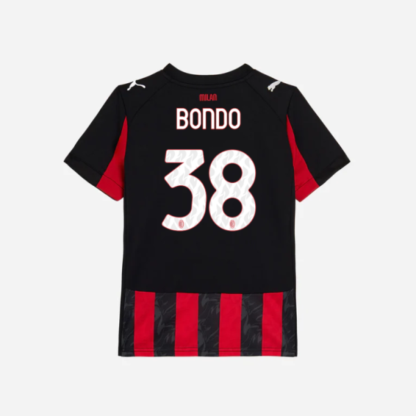 milan home 202526 kids jersey – 38 warren bondo Collection – Official AC Milan Kits Collection - Official AC Milan Kits