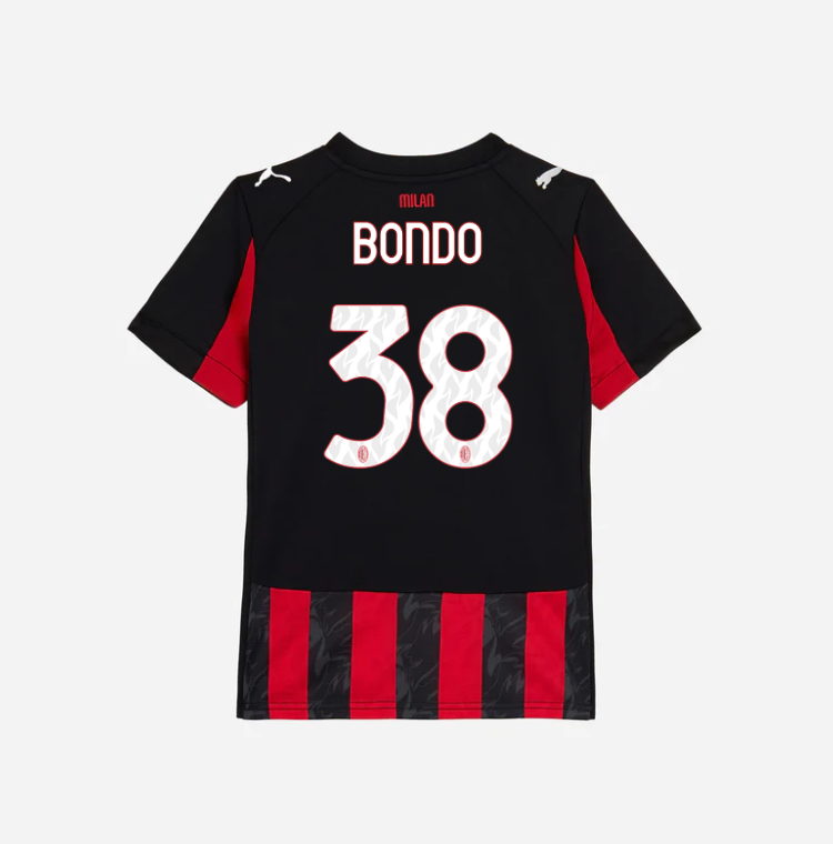 milan home 202526 kids jersey – 38 warren bondo Collection – Official AC Milan Kits Collection - Official AC Milan Kits
