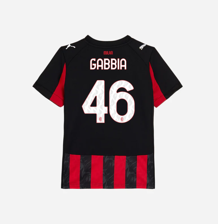 milan home 202526 kids jersey – 46 matteo gabbia Collection – Official AC Milan Kits Collection - Official AC Milan Kits