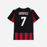 milan home 202526 kids jersey – 7 santiago gimenez Collection – Official AC Milan Kits Collection - Official AC Milan Kits