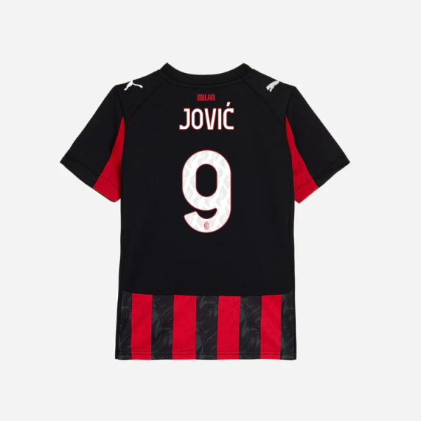 milan home 202526 kids jersey – 9 luka jović Collection – Official AC Milan Kits Collection - Official AC Milan Kits