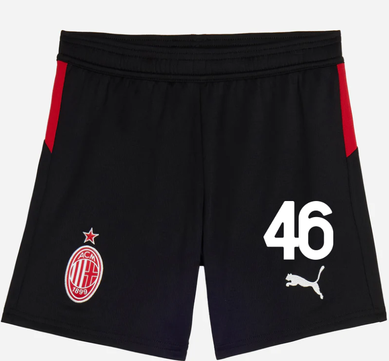 milan home 202526 kids shorts – 46 matteo gabbia Collection – Official AC Milan Kits Collection - Official AC Milan Kits