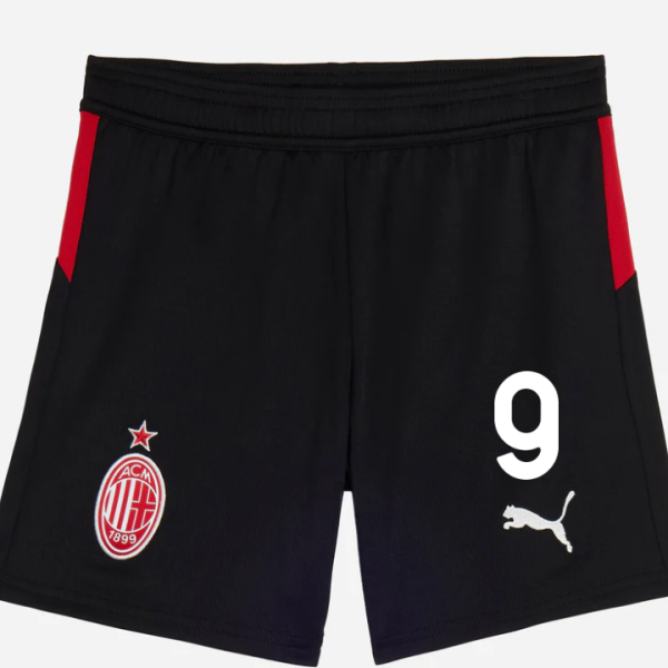milan home 202526 kids shorts – 9 luka jović Collection – Official AC Milan Kits Collection - Official AC Milan Kits