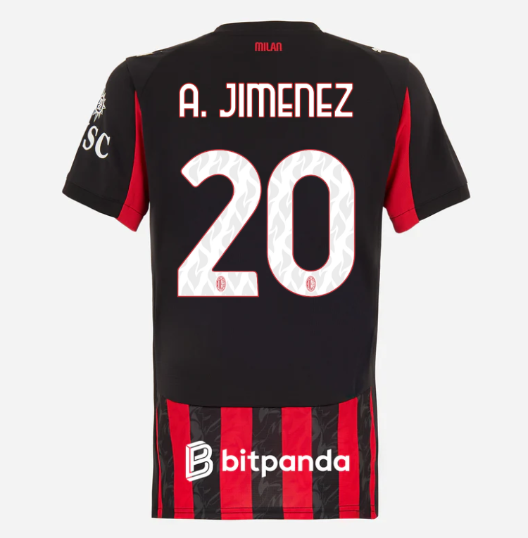 milan home 202526 woman jersey – 20 alejandro jimenez Collection – Official AC Milan Kits Collection - Official AC Milan Kits