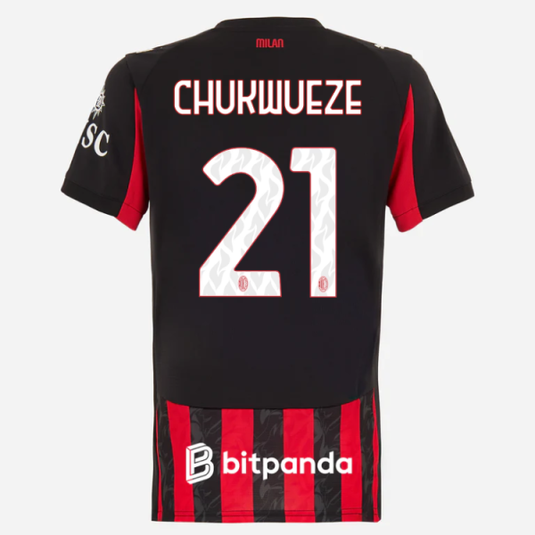 milan home 202526 woman jersey – 21 samuel chukwueze Collection – Official AC Milan Kits Collection - Official AC Milan Kits