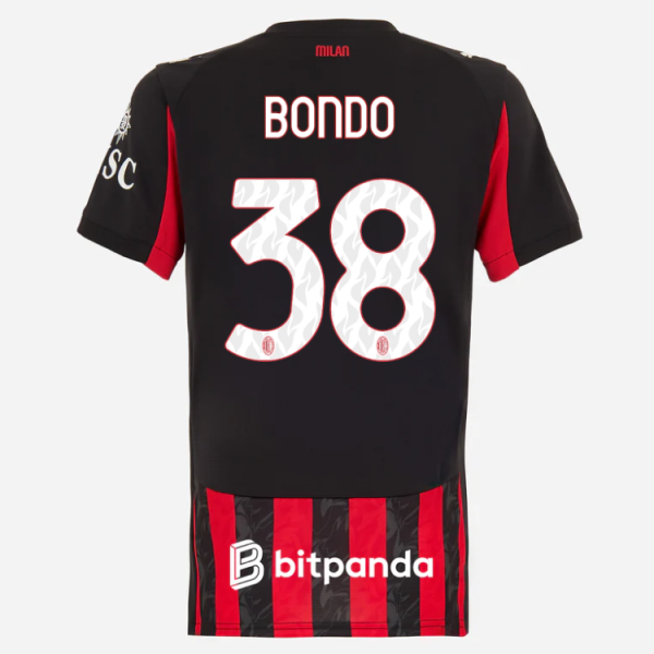 milan home 202526 woman jersey – 38 warren bondo Collection – Official AC Milan Kits Collection - Official AC Milan Kits