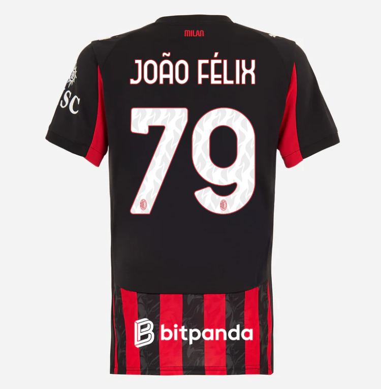 milan home 202526 woman jersey – 79 joão félix Collection – Official AC Milan Kits Collection - Official AC Milan Kits