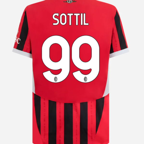 milan home authentic 202425 jersey – 99 riccardo sottil Collection – Official AC Milan Kits Collection - Official AC Milan Kits