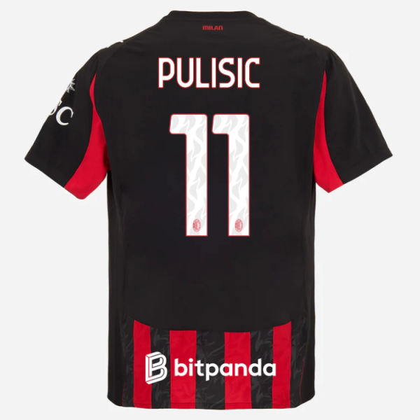 milan home authentic 202526 jersey – 11 christian pulisic Collection – Official AC Milan Kits Collection - Official AC Milan Kits