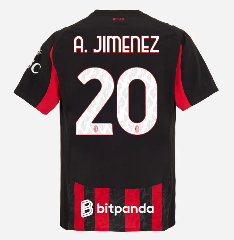 milan home authentic 202526 jersey – 20 alejandro jimenez Collection – Official AC Milan Kits Collection - Official AC Milan Kits