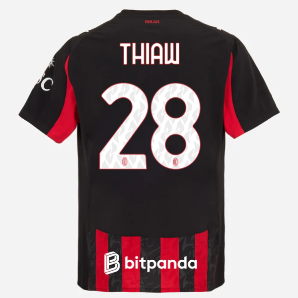 milan home authentic 202526 jersey – 28 malick thiaw Collection – Official AC Milan Kits Collection - Official AC Milan Kits
