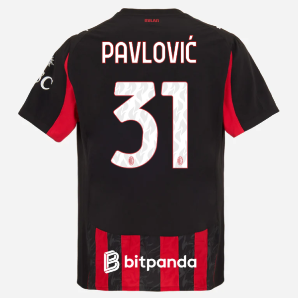milan home authentic 202526 jersey – 31 strahinja pavlović Collection – Official AC Milan Kits Collection - Official AC Milan Kits