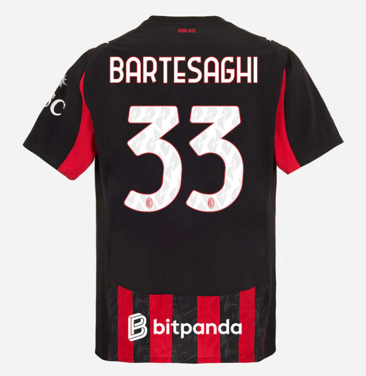 milan home authentic 202526 jersey – 33 davide bartesaghi Collection – Official AC Milan Kits Collection - Official AC Milan Kits