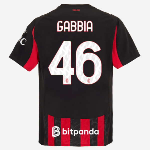 milan home authentic 202526 jersey – 46 matteo gabbia Collection – Official AC Milan Kits Collection - Official AC Milan Kits